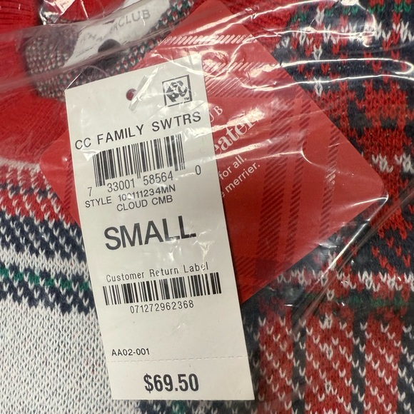 Charter club Christmas men’s size small sweater red white blue holiday plaid $70 - Picture 6 of 6